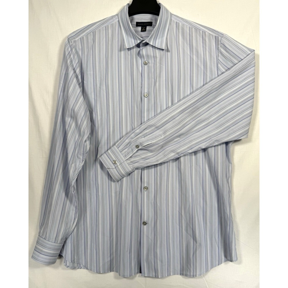 Banana Republic Striped Long Sleeve Men's 17-17.5 XL Button Down‎ Shirt Purple